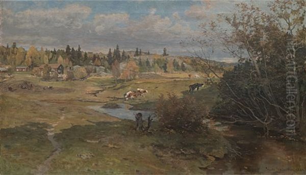 Landskap Oil Painting by Gerhard Munthe