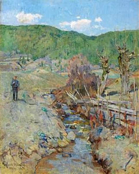 Baek Langs Gjaerder (ulvin) Oil Painting by Gerhard Munthe