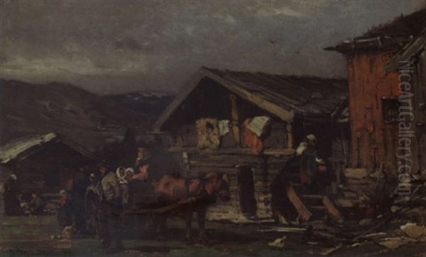 En Aebelkraemmer I Fjeldbygden Oil Painting by Gerhard Munthe