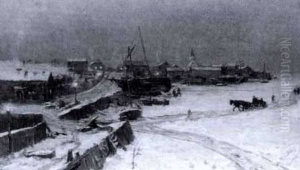 Vinterdag Tromso Oil Painting by Gerhard Munthe