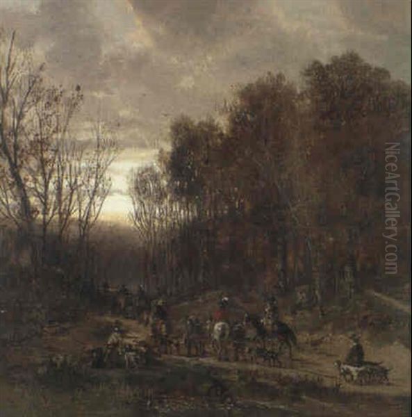 Falkenjagd Oil Painting by Ludwig Munthe
