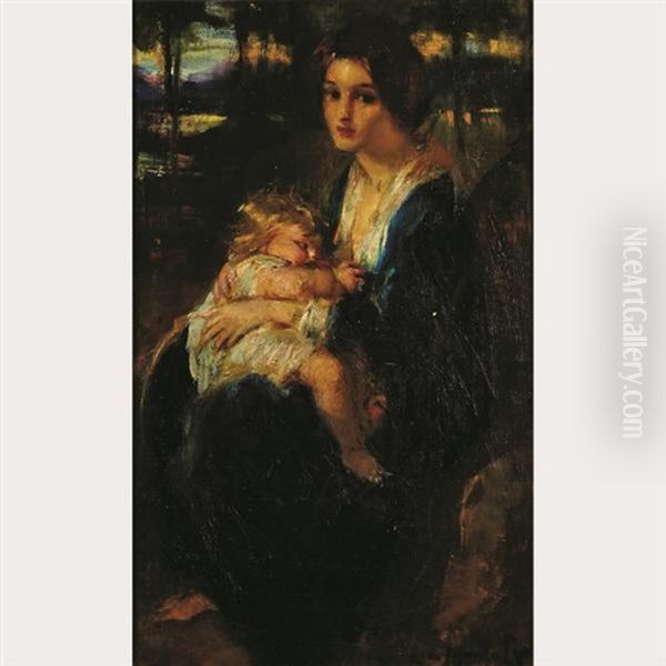 Untitled - Lullaby Oil Painting by Laura Adeline Muntz-Lyall