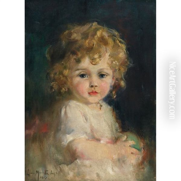 Portrait Of Alan Wood At Foxbar, At 2 Years Old Oil Painting by Laura Adeline Muntz-Lyall