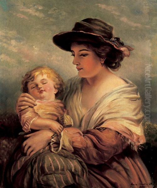 Mother And Child Oil Painting by Laura Adeline Muntz-Lyall