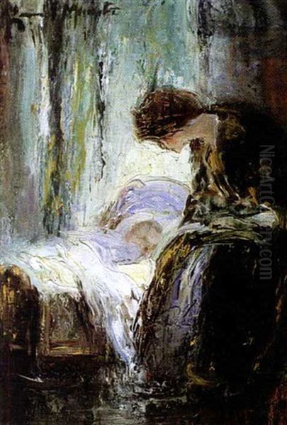 Mother Reading To Her Baby Oil Painting by Laura Adeline Muntz-Lyall