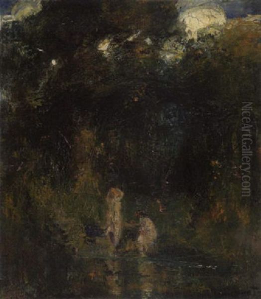 Evening Bathers Oil Painting by Laura Adeline Muntz-Lyall