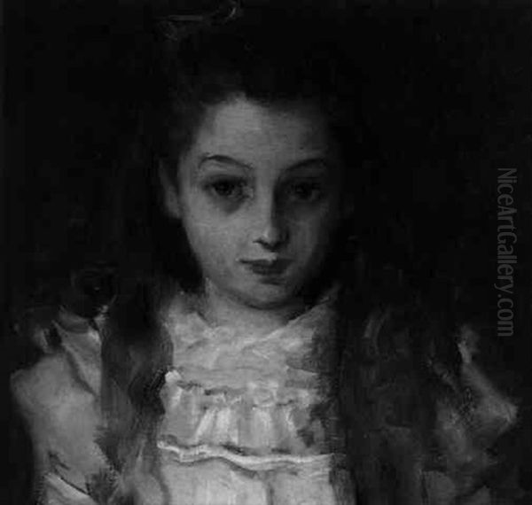 Portrait Of A Young Girl In A Mauve Dress Oil Painting by Laura Adeline Muntz-Lyall