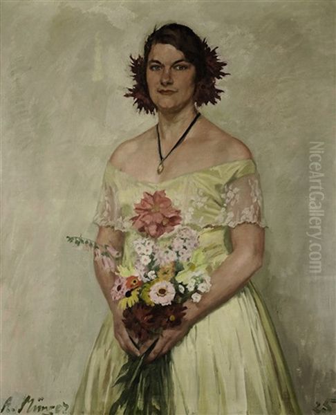 Bildnis Der Ehefrau Des Malers Kurt Kuhn Oil Painting by Adolf Muenzer