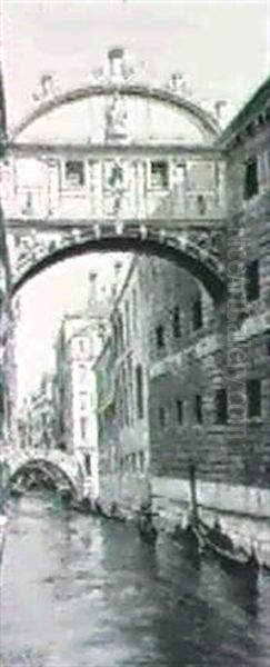 A View Of The Bridge Of Sighs, Venice Oil Painting by Angelo Della Mura