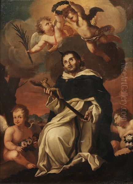 Saint Peter Martyr Surrounded By Angels Oil Painting by Francesco de Mura