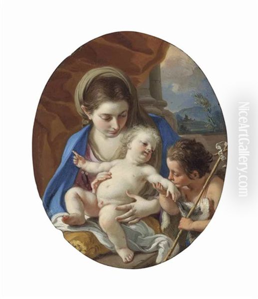 The Madonna And Child With The Young Saint John The Baptist Oil Painting by Francesco de Mura
