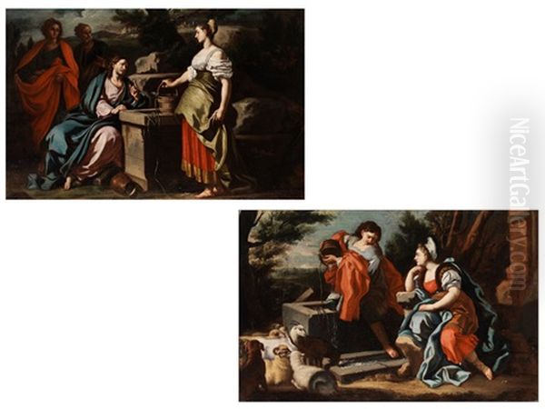 Jesus Und Die Samariterin (+ Rebecca Am Brunnen ; Pair) Oil Painting by Francesco de Mura