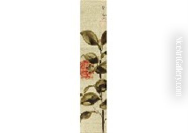 Camellias Oil Painting by Kagaku Murakami