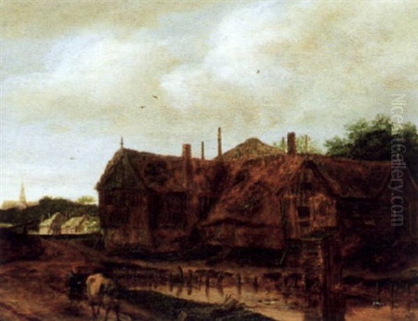 Blick Auf Ein Hollandisches Dorf Mit Einem Kuhhirten Oil Painting by Emanuel Murant