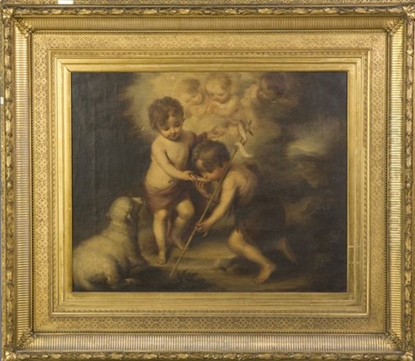 Children W/ Sheep Oil Painting by Bartolome Esteban Murillo