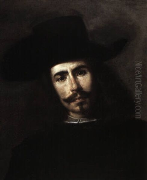 Portrait Of A Man In A Broad-brimmed Hat Oil Painting by Bartolome Esteban Murillo