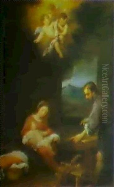 The Holy Family With Saint Joseph As A Carpenter Oil Painting by Bartolome Esteban Murillo
