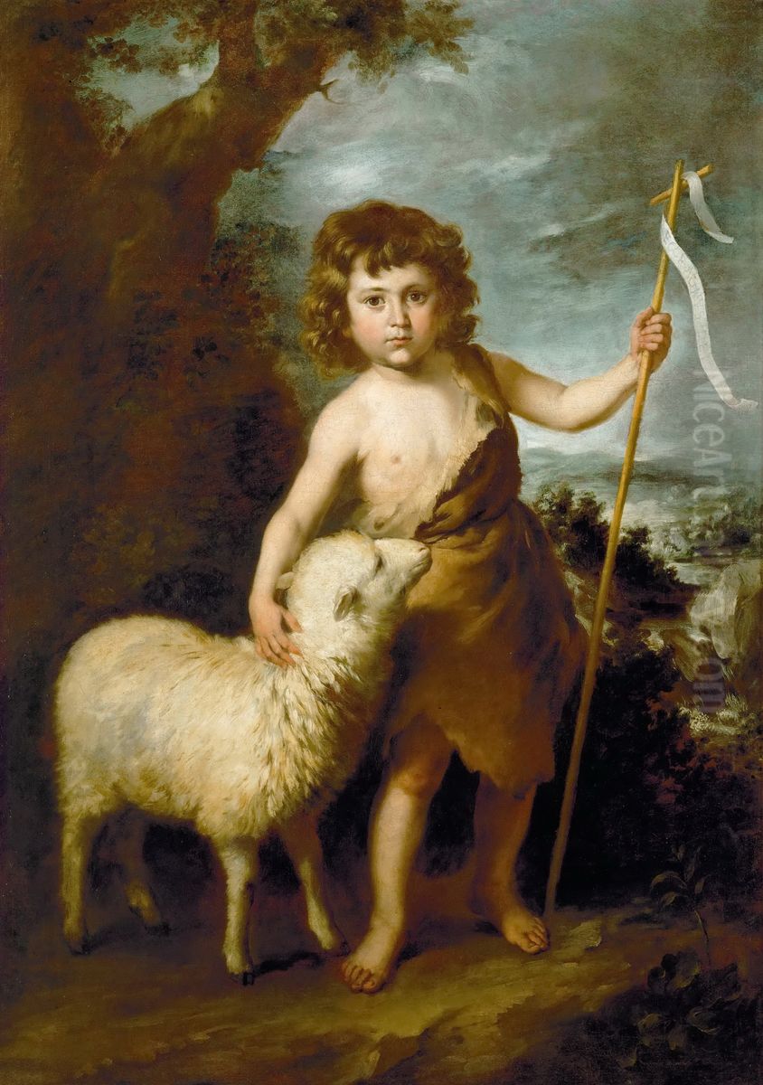 John The Baptist As A Child Oil Painting by Bartolome Esteban Murillo