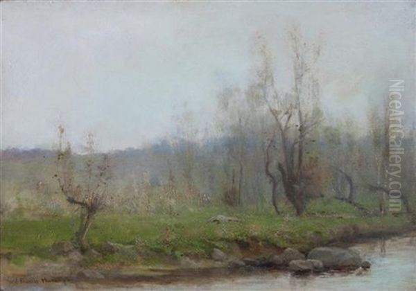 Trees By River Oil Painting by John Francis Murphy