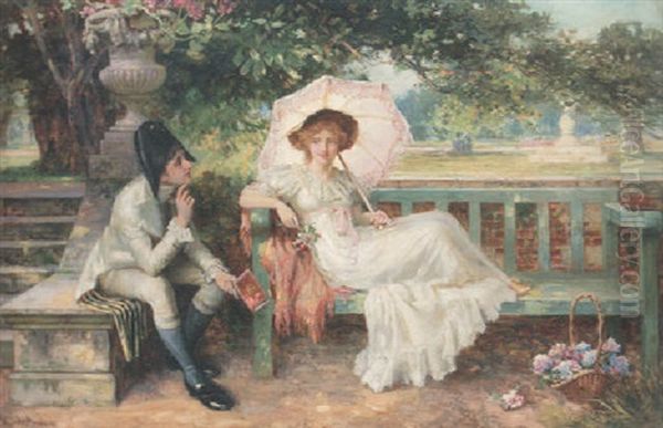 Tete A Tete Oil Painting by Francis Sydney Muschamp