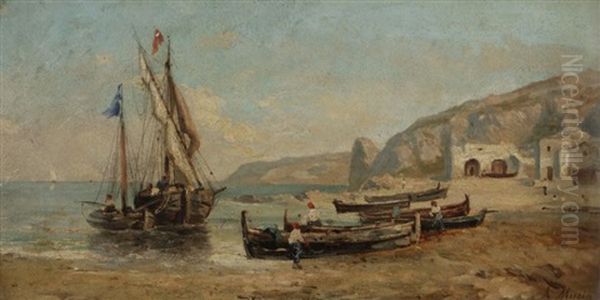 Scene De Peche Oil Painting by Auguste Henri Musin