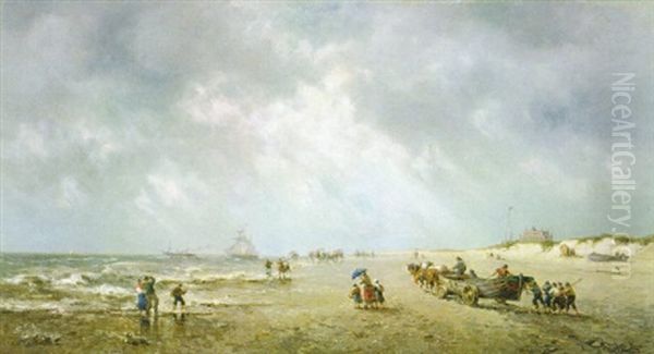 Un Navire En Danger! Le Canot De Sauvetage Oil Painting by Auguste Henri Musin