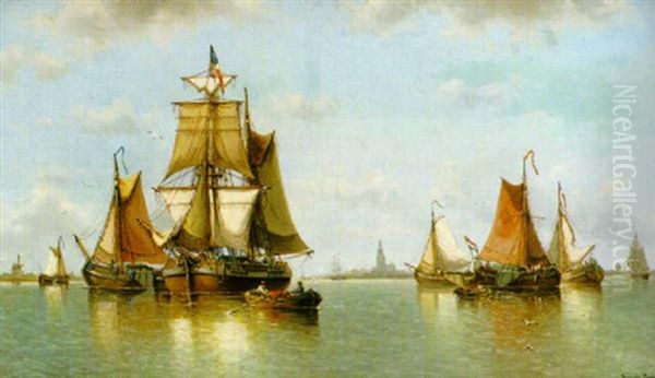 Calme D'ete En Cade D'anvers Oil Painting by Auguste Henri Musin