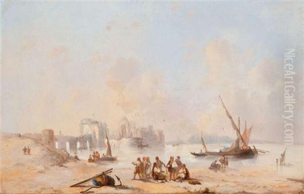 Oosters Kusttafereel Oil Painting by Francois-Etienne Musin