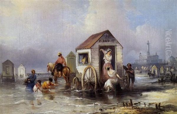Badevergnugen (ostende?) Oil Painting by Francois-Etienne Musin