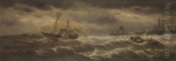 Ancienne Digue De Mer A Ostende Oil Painting by Francois-Etienne Musin