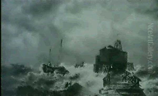 Putting Into Harbour Oil Painting by Francois-Etienne Musin