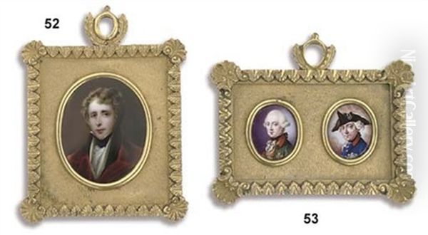 George Agar-ellis, 1st Baron Dover, In Burgundy Velvet Coat With Black Lapels, Ochre Waistcoat, White Frilled Shirt, Black Stock, Dark Hair With Sideburns Oil Painting by Charles Muss