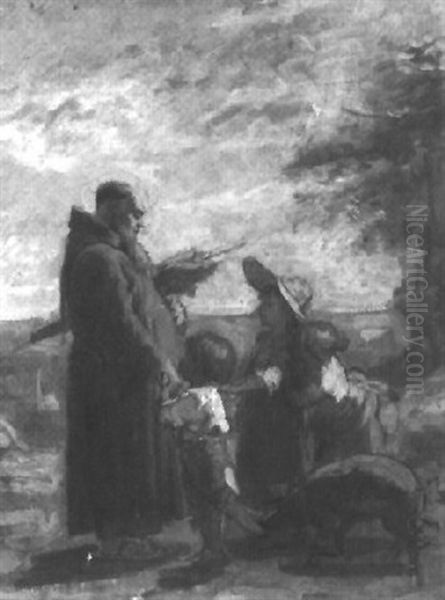 Begrussung Des Paters Oil Painting by Alfred van (Jacques) Muyden