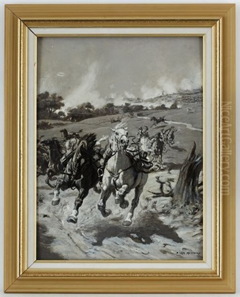 Scene De Bataille (preparatory Study) Oil Painting by Evert Louis van Muyden