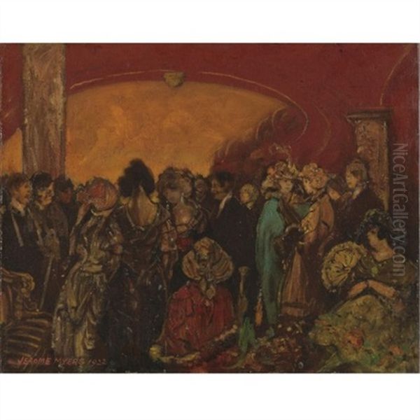 Theatre Lobby, Intermission Oil Painting by Jerome Myers