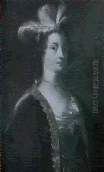 Portrait Of A Lady, Small Half Length...     Portrait Of A Gentleman, Small Half Length... Oil Painting by Herman van der Myn