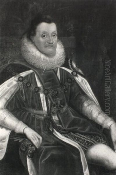 Portrait Of James I, Seated Three-quarter Length Oil Painting by Daniel Mytens the Elder