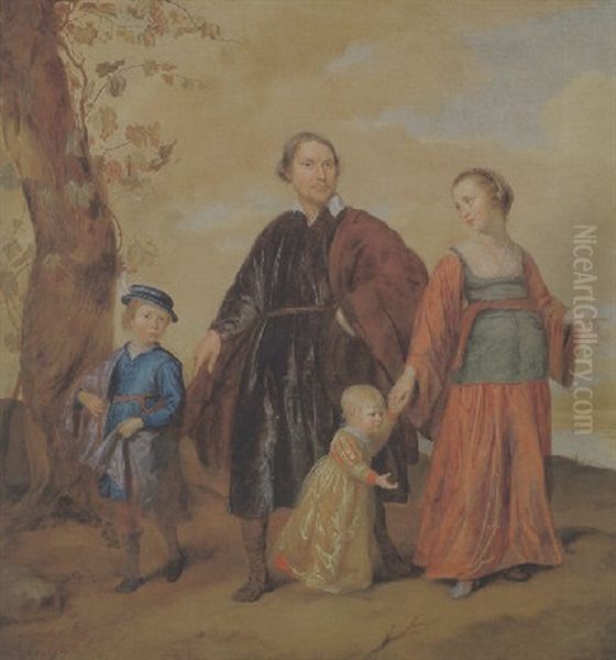 Wilhelmus Suerendonck Mit Seiner Frau Susanna Brossaert Und Deren Sohnen Andreas Und Petrus Oil Painting by Jan Mytens