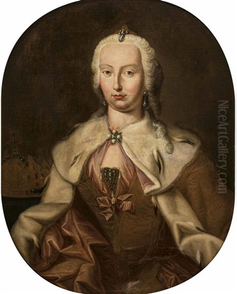 Maria Theresia Mit Konigskrone Von Ungarn Um 1743 Oil Painting by Martin Ii Mytens