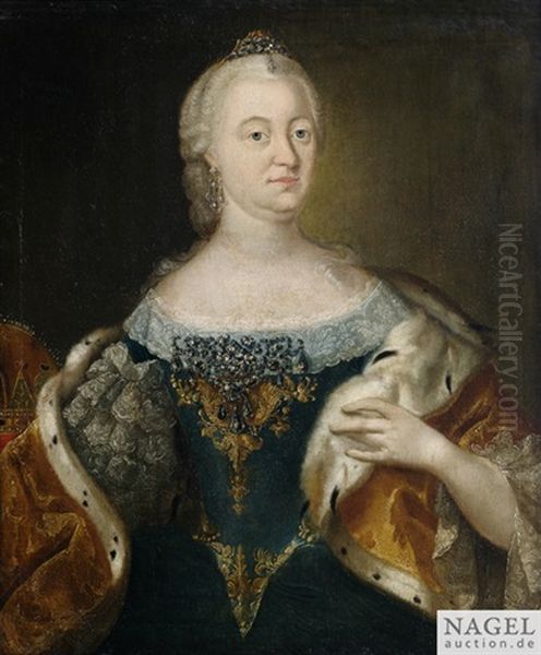 Portrait Der Kaiserin Maria Theresia Als Halbfigur Mit Hermelinbesetztem Mantel Oil Painting by Martin Ii Mytens