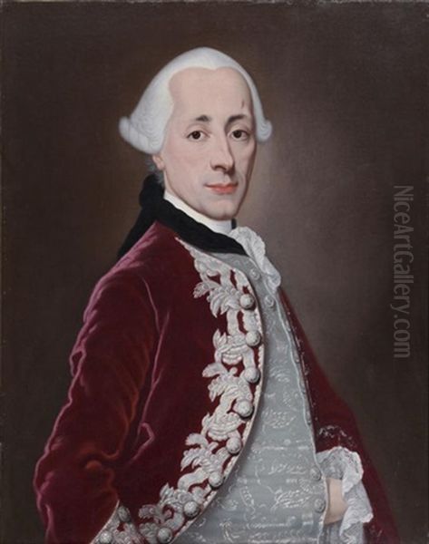 Portrait D'homme A L'habit Rouge Oil Painting by Martin Ii Mytens