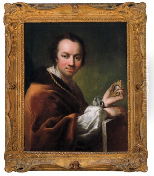 Selbstportrat Des Wiener Hofmalers Martin Van Meytens (1732-1770) Oil Painting by Martin Ii Mytens