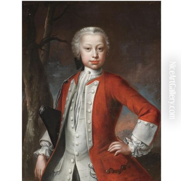 Portrait Of A Young Officer, Half Length, Wearing A Red Jacket Oil Painting by Martin Ii Mytens
