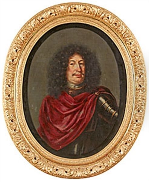 Portratt Av Herre I Rustning Och Allongeperuk Oil Painting by Martin Ii Mytens