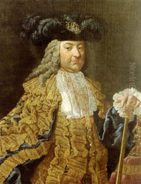 Portrait De L'empereur D'allemagne Francois Ier Oil Painting by Martin Ii Mytens
