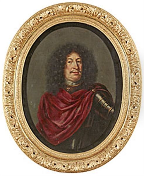 Portratt Av Faltherre I Rustning Och Allongeperuk Oil Painting by Martin Ii Mytens