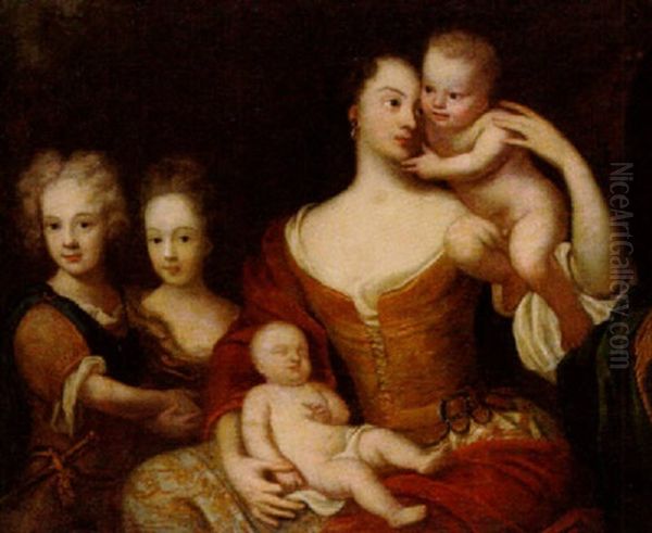 Beata Lewenhaupt, Fodd Cronhielm, Och Hennes Barn Oil Painting by Martin Ii Mytens