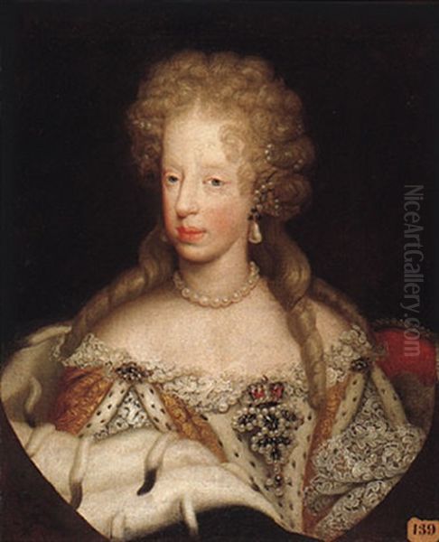 Retrato De Leonora Magdalena De Neoburgo Oil Painting by Martin Ii Mytens