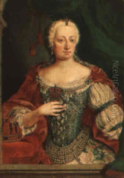 Portrait Of Empress Maria Theresia Of Austria Oil Painting by Martin Ii Mytens
