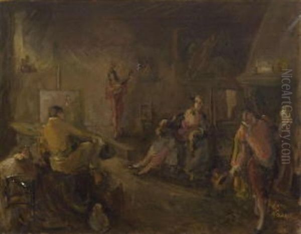 Der Geldbote Bringt Einen Beutel Zechinen Oil Painting by Franz Naager